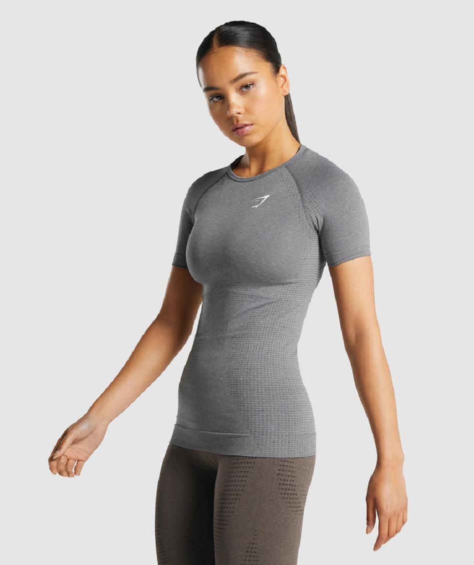 Gymshark Vital Seamless 2.0 Ženske T Shirts Sive | HR 3269KOR